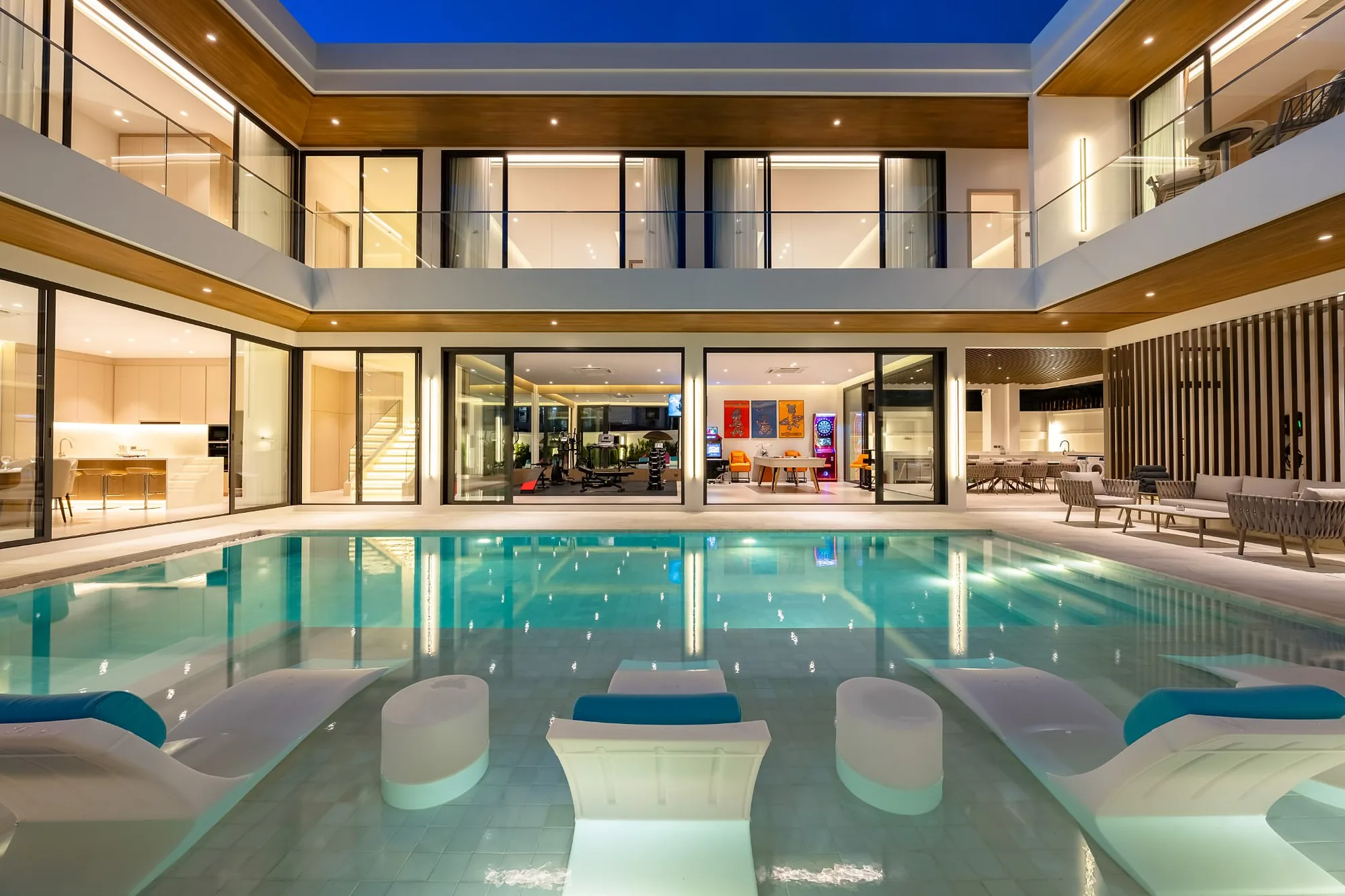Pool villa at twilight, Pattaya