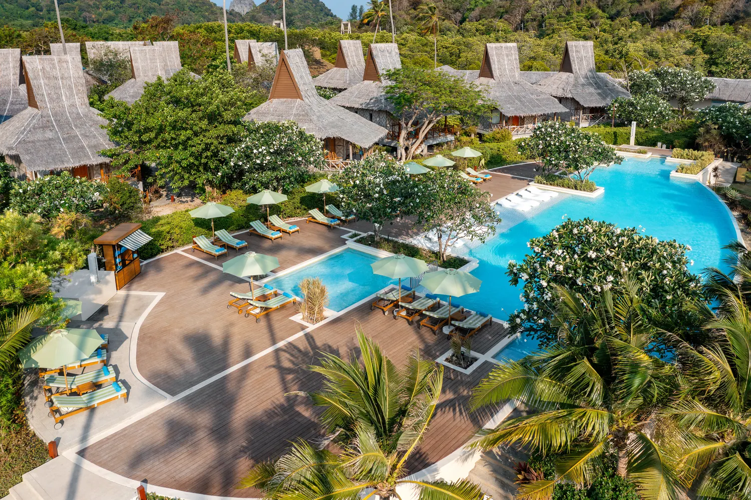 Resort pool from the air, Koh Phi Phi